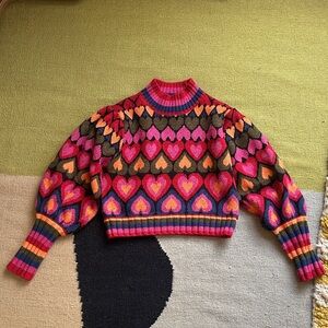 FARM Rio Cropped Hearts Sweater